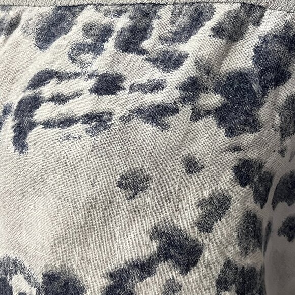 Lungo L’Arno 100% Linen Top Blouse 1X Made in Italy Gray Abstract Print - Picture 3 of 8